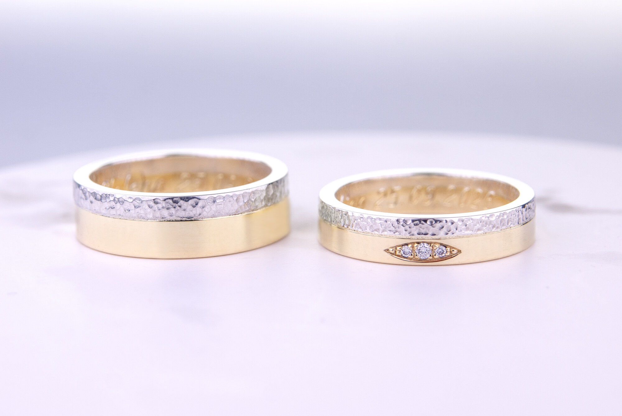 Bicolor Trauringe aus Gelbgold und Silber