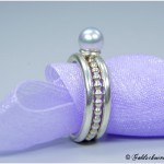 Ringvariation mit echter Akoyaperle 925/- Silber mit glatten Zusteckringe