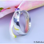 Ring 925/- Silber massiv mit Amethyst und konischer Fassung