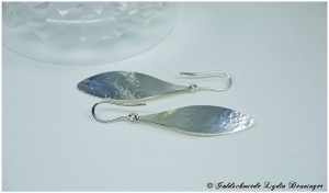 Ohrhänger Walzstrucktur in Blätterform 925/- Silber