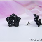 Ohrstecker 925/- Silber mit Blume aus Onyx