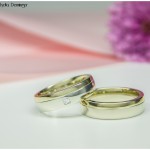 Eheringe 585/- Weiß- und Gelbgold mit Princess-Cut-Diamant
