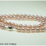 Perlenkette rose Naturfärbung mit Perl-Kastenverschluß