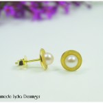 Ohrstecker konkav mit Perlen 585/- Gelbgold 