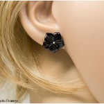 Ohrstecker 925/- Silber mit Blume aus Onyx