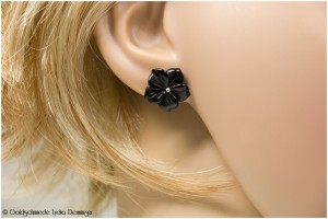 Ohrstecker 925/- Silber mit Blume aus Onyx