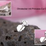 Ohrstecker 925/- Silber Princess Cut Diamant 2,5 mm und Ohrmutter zum Schrauben