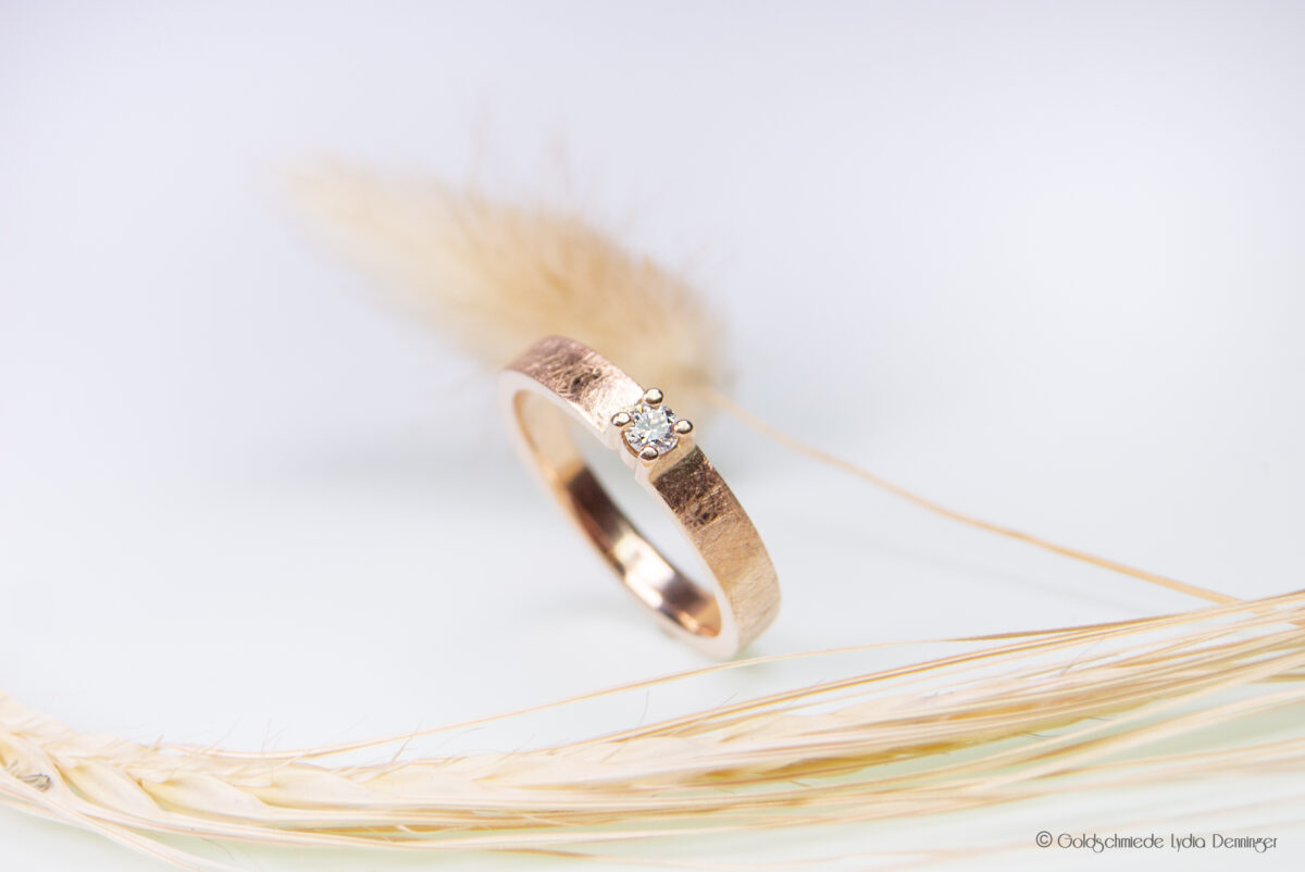 Verlobungsring, Rosegold, Brillant